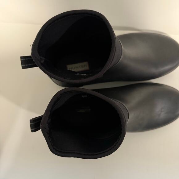 HUNTER Women's Refined Creeper Platform Boots Black 10 Neo Chelsea Rubber Rain - Picture 7 of 8